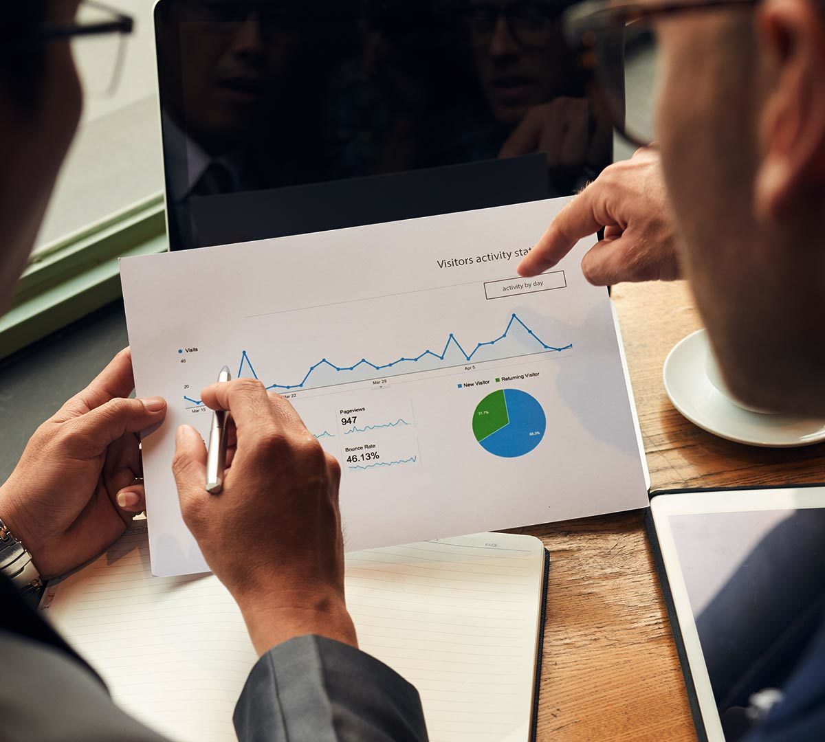 analyst viewing reports