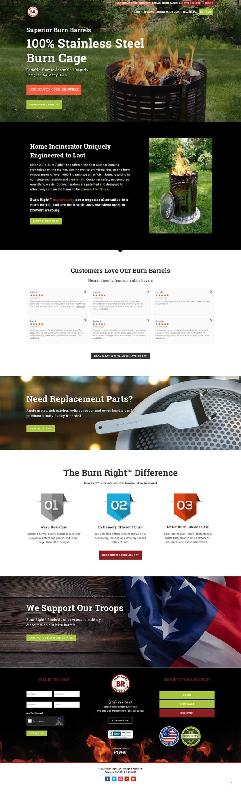 burn right products web design