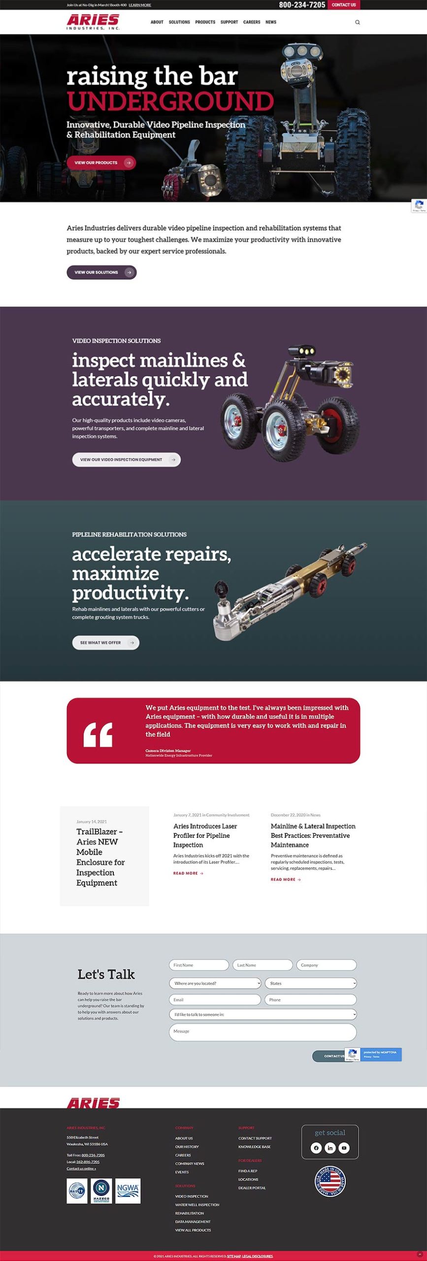 aries industries webite design
