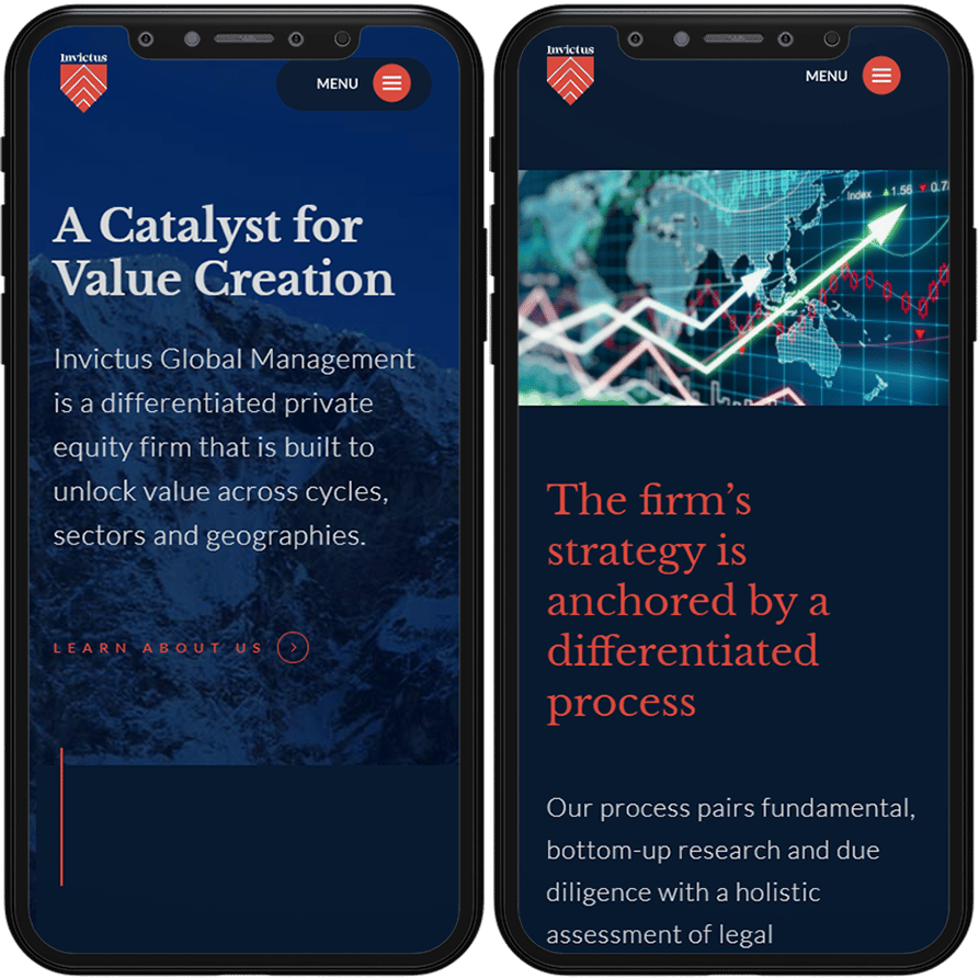 invictus website mobile design